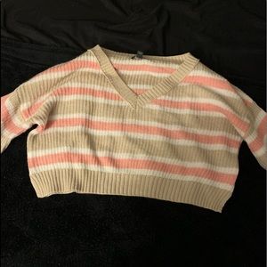 Pink,white,tan crop top sweatshirt